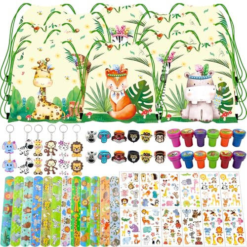 NlsqEU Gadgets Cumpleaños Niños Animales, Animales De La Selva, Bolsas Cumpleaños Niños, Bolsas Regalo, Pulseras Slap, Llaveros, Anillos, Sellos, Niña Regalitos Premios Carnaval