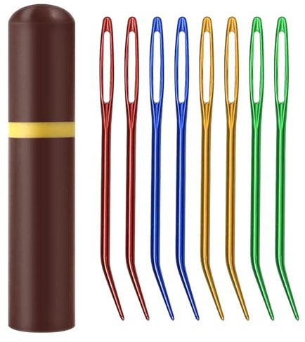 Tapestry Darning Needles for Sewing, Knitting & Crochet - Stainless Steel Wool Needles with Wooden Barre (4 Colors)