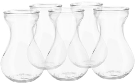 Alipis Vase à Fleurs en Verre Transparent Lot De 5, Vase Hydroponique Compact pour Jacinthes D'intérieur, Contenant Floral Stable pour Décoration De Bureau Et Table
