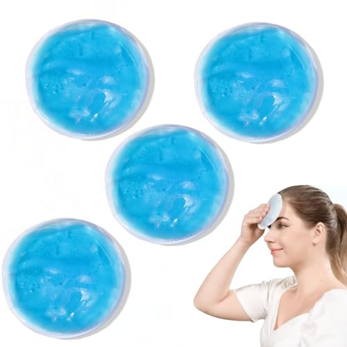 Poche de Glace en Gel pour Enfants - Compresse Chaude et Froide, Pack Bleu Rond (4 PCS)