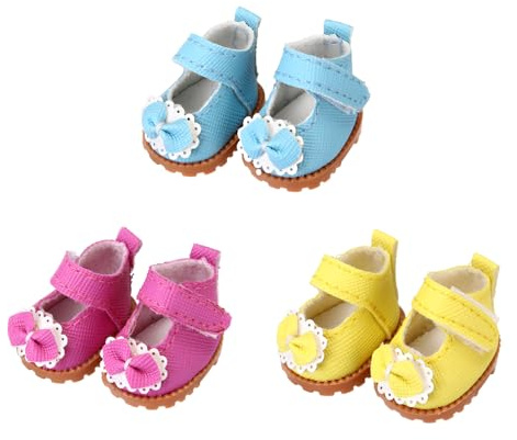 3 Pairs of Doll Shoes Suitable for 17cm Dolls, 3 Colors Suitable for Different Clothing Styles, 17cm Doll Accessories (Colors A)