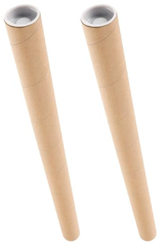 Sosoport Tubi di Cartone per Spedizione Poster 2 Pezzi Tappo Tubi Porta Disegni in Carta Kraft 3 CM Diametro Tubo di Stoccaggio Compatto per Progetti e Documenti per Ufficio e