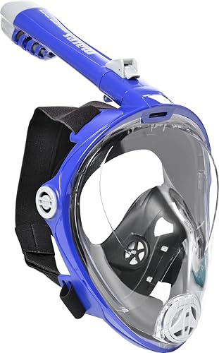 Mares Aquazone Full Face Mask - Maschera Integrale Snorkeling Adulto, Facciale in Silicone, Boccaglio Pieghevole, 3 Taglie