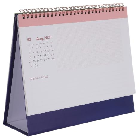 WATIIFUFU Bordskalender med Spiralbindning Månadsplanerare för och Hem Stående Bordskalender med Datummarkörer i Mörkblå