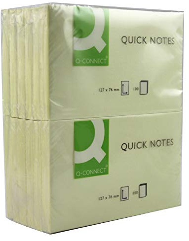 Q-Connect 76 x127mm Quick Note Repositionable Pad - Yellow,12