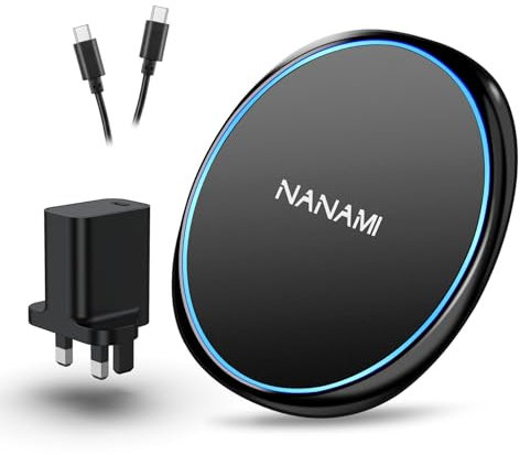 NANAMI Fast Wireless Charger with PD3.0 Adapter, 10W for Samsung Galaxy S25 S24 S23 S22 S21 S20 S10 S9, 7.5W Qi-Certified Fast Charging Pad for iPhone 17 16 15 14 13 12 11 XS Max XS XR X 8 New AirPods