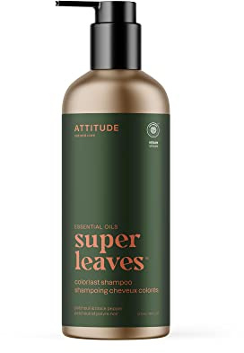 ATTITUDE Colorlast Shampoo, Patchouli & Black Pepper, EWG Verified with Essential Oils, Vegan & Plant-Based, Aluminum Bottle, For Color Treated Hair, 473 mL