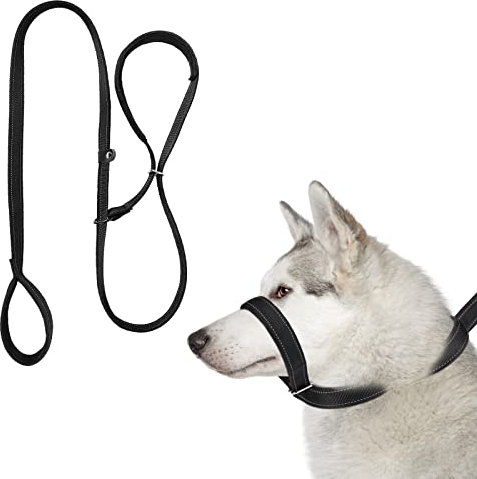 MILAIUN Figure of 8 Dog Lead 2M Anti Pull Rope for Training With Soft Comfy Padded Loop Handle and Nose Pads, Adjustable for Small, Medium and Large Dogs (Flat Rope)