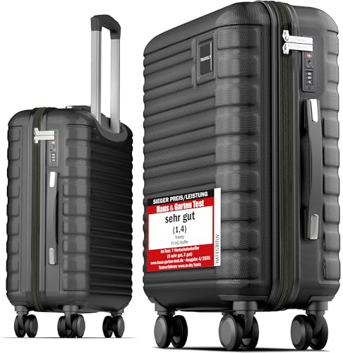Travely Polycarbonate Cabin Suitcase 55x40x20cm - 20 Inch Suitable for Ryanair - 36L Including TSA Lock - Carry on - 10kg Suitcase, Cabin case, Hardshell