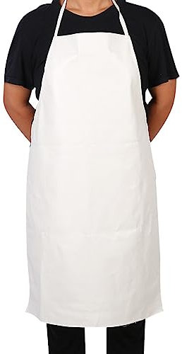 SEIWEI Tablier imperméable pour homme - Noir - Tablier de travail en caoutchouc vinyle - Tablier de travail industriel et chimique - 88,9 cm, blanc, taille unique