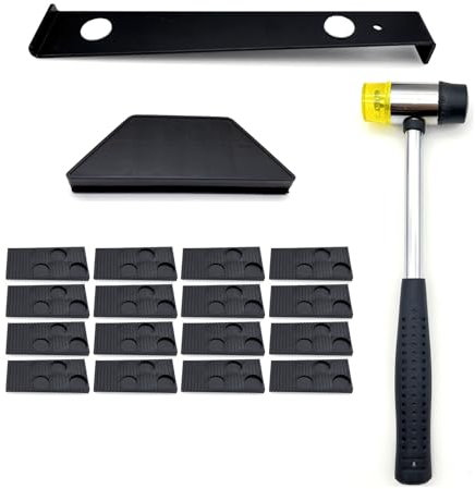 JZK Kit de herramientas de montaje de suelos laminados 23 en 1, con 20 espaciadores, bloque de roscado para suelos laminados, barra de tracción y mazo de goma, kit de instalación de suelos de madera,