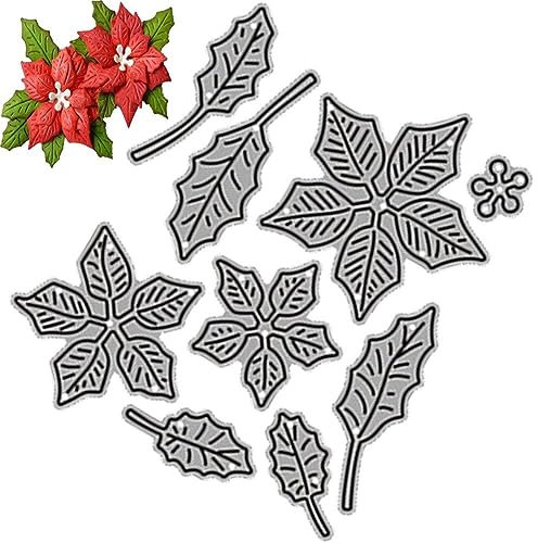 Dies De Coupe en Métal De Noël, Poinsettia Flower Die Coupent DIY Backossing Gotfrun Modèle pour Fabrication De Cartes Scrapbooking Décoratif