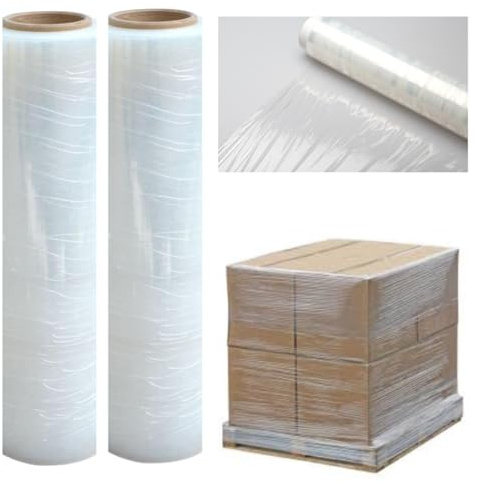 2 rollos de film transparente para palés, película retráctil de plástico resistente y seguro, a prueba de humedad y agua, ideal para embalaje de paquetes, mudanzas y muebles, 20 micras, 400 mm x 250 m