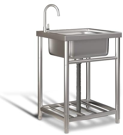 Evier Inox Professionnel,Évier De Cuisine Autonome Bol Simple Bol,Barbecue Exterieure Évier De Jardin,Évier Utilitaire Avec Robinet Et Support,pour Cuisine Restaurant Garage Jardin(18.5x16.53x29.52in/