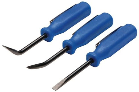 Draper 30598 Lot de 3 mini pieds-biche de poche 125 mm Bleu – Droit, 27° et 55° – Lames CRV, poignée en plastique avec clip de poche