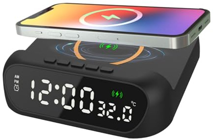 Sveglia Con Caricatore Del Telefono - Caricabatterie Senza Fili Con Orologio | Sveglia Con Ricarica Senza Fili | Caricatore Del Telefono Della Sveglia LED | 3 In 1 Sveglia Di Ricarica Rapida Con