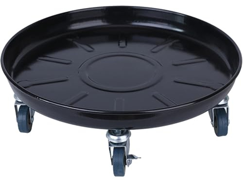 WUXTOKV Drip Tray Made of Iron, Oil Drain Container with Rollers, Painted Finish for Wear and Rust Resistance, Strong Weighing Capacity(Black,37cm/15in)