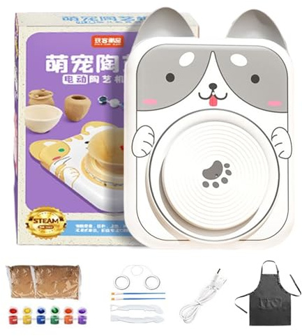 Generisch Potter's Wheel for Children USB 5 V DC Cute Animal Potter's Wheel Beginner-Friendly Art Set for Modelling Carving Shapes Painting Crafts