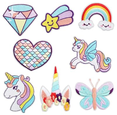 HUVZOR 8pcs parches ropa niños, parches de unicornio de ensueño para planchar, parches ropa, para coser en parches bordados, accesorios de manualidades para niños, niñas, ropa