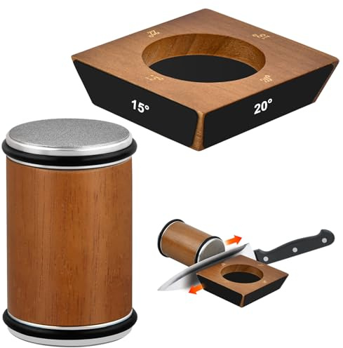AvoDovA Afilador de Cuchillos Profesional con Ruedas, Ángulos de Afilado 15°, 18°, 20° et 22°, Afilador Manual para Cuchillos de Cocina, Base Antideslizante, Mango Ergonómico