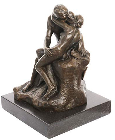 aubaho Bronzeskulptur der Kuss nach Rodin Liebespaar Bronze Skulptur 14cm Replik Kopie