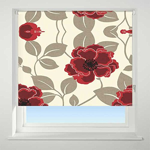 UNIVERSAL Papavero Patterned Thermal Blackout Roller Blind, Red, W60cm