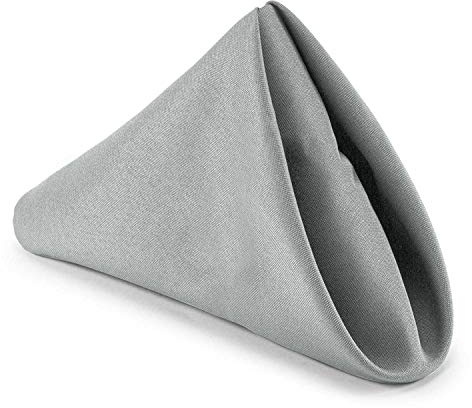Trimming Shop Cloth Napkins 20 Inch x 20 Inch Dinner Table Napkins, Washable Reusable Cotton Polyester Table Napkin for Wedding, Banquet, Home, Hotel, Cocktail, Dining Party, Silver, 10pcs