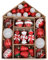 Valery Madelyn 70pcs 3-6cm Shatterproof Christmas Baubles Pack, Sweet Candy Red and White Christmas Ball Ornaments for Tree Decoration