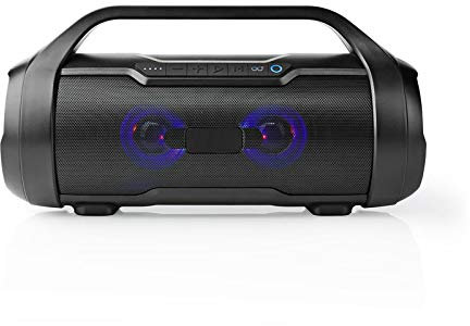 Ex-Pro 120W Bluetooth v5.0 Boombox Portable Wireless Stereo Party Speaker, IPX5 Rated, with LED Lights, Rechargeable 3000mAh Battery, 6 Hrs Play Time, USB/MicroSD/AUX Input and TWS - Black