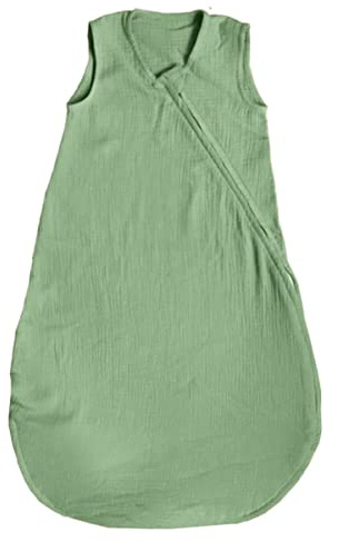 MIMUSELINA Saco Dormir bebé sin Mangas de Muselina (100% algodón, Transpirable). Evita Que se destapen. Saco arropar bebés Verano TOG 1.0. Cremallera Doble cursor Cambio pañal (Menta, 0-6 Meses)