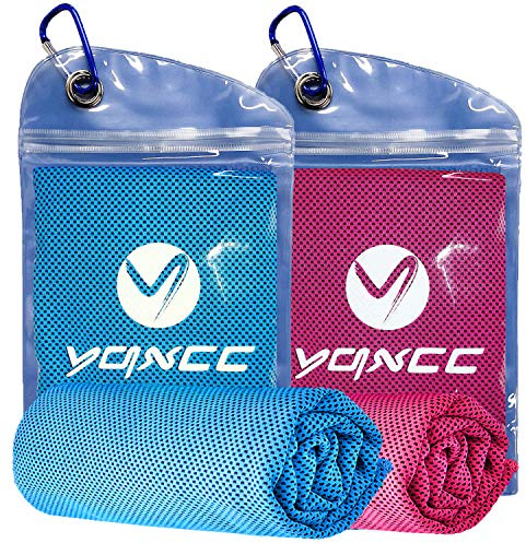 YQXCC 2 Toallas de enfriamiento (120 x 30 cm), Toalla de Hielo, Toalla de Microfibra, Toalla fría instantánea para Yoga, Golf, Gimnasio, Deportes, Camping