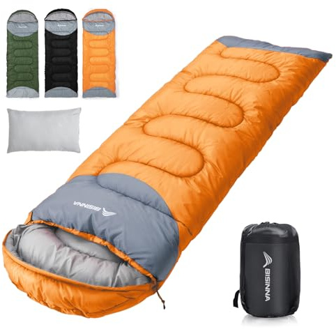 BISINNA 0 Degree Winter Sleeping Bags(480GSM) for Adults-Cold Weather Camping Sleeping Bag-Comfortable Warm Portable Sleeping Bags with Pillow Compression Sack for Backpacking Hiking Outdoor