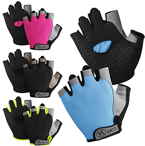 Xtinmee 4 Pairs UV Protection Fishing Gloves Half Finger Sun Rowing Gloves for Women Men Outdoor Kayaking Hiking Paddling Driving Canoeing Sailing, 4 Styles, XL