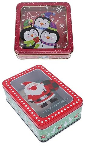 Garneck 2pezzi Scatole Regalo Delicate Per Dolci Natalizi Scatole Per Imballaggio Da Forno in Ferro e Plastica Trasparente Regalo Natalizie Capienti Per Feste e Occasioni Speciali