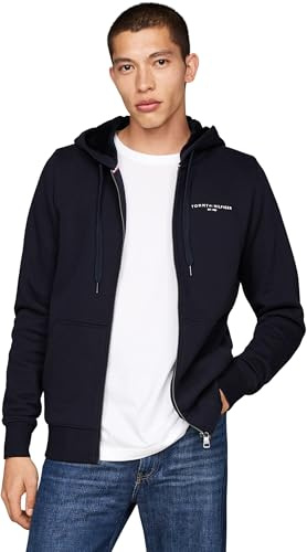 Tommy Hilfiger Hoodie con Cremallera Hombre Logo Fur Lined con Bolsillos, Azul (Desert Sky), 3XL