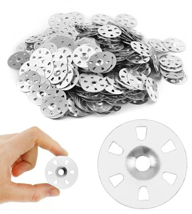 QWORK® Arandelas-500 piezas/paquete 35 mm de diámetro, acero galvanizado, resistentes a la corrosión para aislamiento y placa térmica, diseño científico para fijación a paredes y pisos