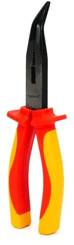 INGDAUM® Spitzzange, abgewinkelt, 8, isoliert gegen 1000 V für den professionellen Elektriker, Kältetechniker und Mechantroniker (Spitzzange abgewinkelt 8)