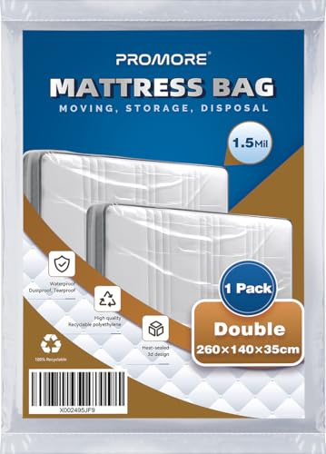 PROMORE Double Size Mattress Cover for Moving, Storage - Mattress Bags for Moving and Transport, Mattress Protector Storage Bag - Strong, Reusable, Tearproof, Waterproof, Anti-dust