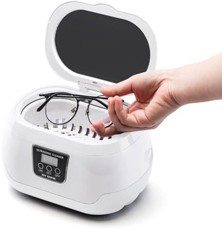 Pulitore ad Ultrasuoni per Fermi, Detergente per Protesi Professionale da 600 ml, Macchina per la Pulizia ad Ultrasuoni a Basso Rumore per Fermi Dentali, Paradenti, Detergente per Gioielli a 45 KHz