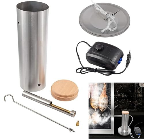 Generador de humo frío de acero inoxidable, 1,1 L, generador de humo eléctrico, portátil con tapa y bomba, generador de humo frío de acero inoxidable para horno de ahumado, generador de humo frío para