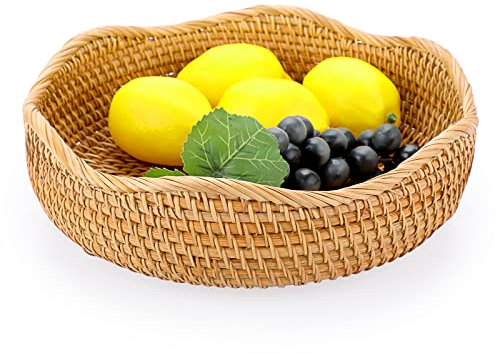 SUMTree Panier de service corbeille à fruits panier d’osier décoration pour table rangement pour cookies,pain,fruits (25CM)