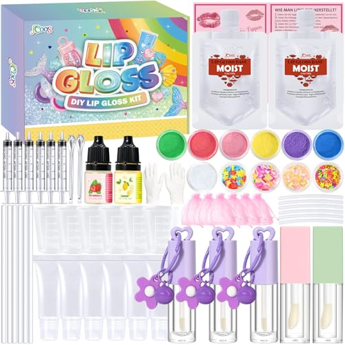 JUYRLE läppglans själv läppstift pysselset vuxna gör-det-själv-set | Giftfri läppglans kosmetika makeup kit, som en gåva till kvinnor damer flickor