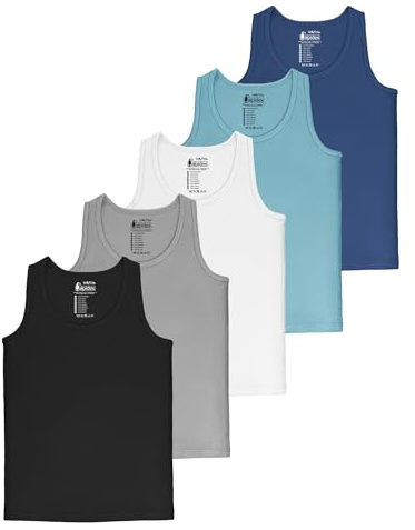 ALPIDEX Maillot de Corps Garçon Lot de 5 Coton Débardeur Water 10-11 Ans