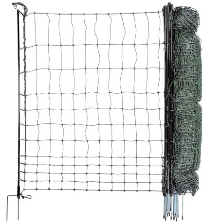 horizont strongLine mobiler Hundezaun Camping ohne Strom, Mobiler Zaun für Hunde & Kleintiere, 25 m lang, 120 cm hoch, 9 Fiberglaspfähle mit Doppelspitze, grün, für Garten, Hof & Camping