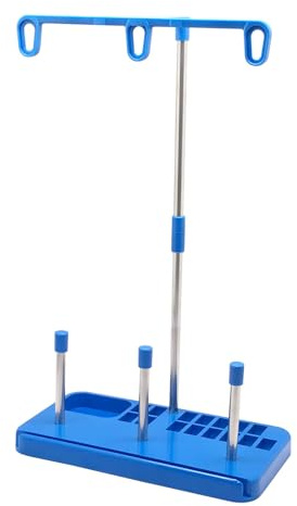 Supporto per 3 rocchetti di filo da cucito, in plastica, per 3 bobine, per macchine da cucire domestiche, accessori da ricamo, blu