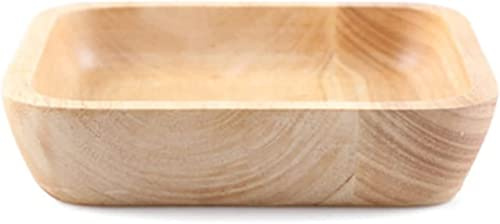 Träskål for frukt, salladsskål, fyrkantig träskål for blandade grönsaker, fruktskål, dessert, mellanmål, frukostkompott(14.5x4.5cm)