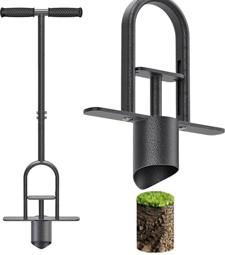 Blumenzwiebel Pflanzwerkzeug,Zwiebelpflanzer,87cm Pflanzhilfe Garten,Langstiel Federform Tulpen Narzissen Rasenlocher Ausstecher, 11.5cm Tiefe Einpflanzhilfe mit Auslöseautomatik für Verdichtete Erde