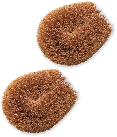 Okazaki - Spazzola in fibra di cocco naturale Tawashi Scrub - Tradizionale spazzola giapponese per pentole, padelle e verdure, 7 cm x 11 cm, confezione da 2 (regolare)