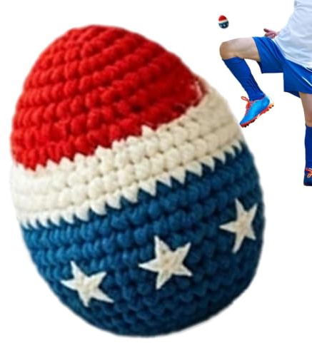 Stickad hacky-boll 4 juli, självständighetsdag, amerikansk flagga 250. | Handgjord stickad fotboll för individuell träning gruppspel och fester, vuxna och barn