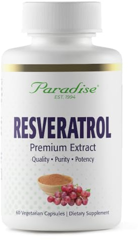 Paradise Herbs Resveratrol, Antioxidant, Super Potent, Ultra Pure, Vegan, Non GMO, Gluten Free, 60 Vegetarian Capsules